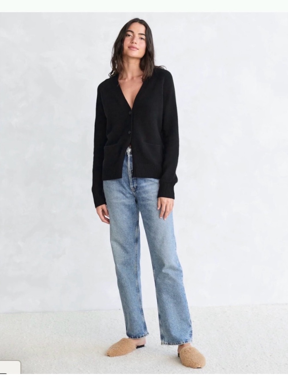 Jenni Kayne 100% Cashmere Stanford Cardigan Black Size Small